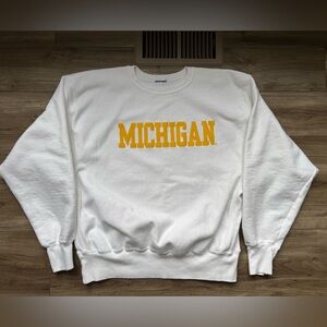 Vintage 90s Michigan Champion Reverse Weave Sweatshirt Crewneck White XL